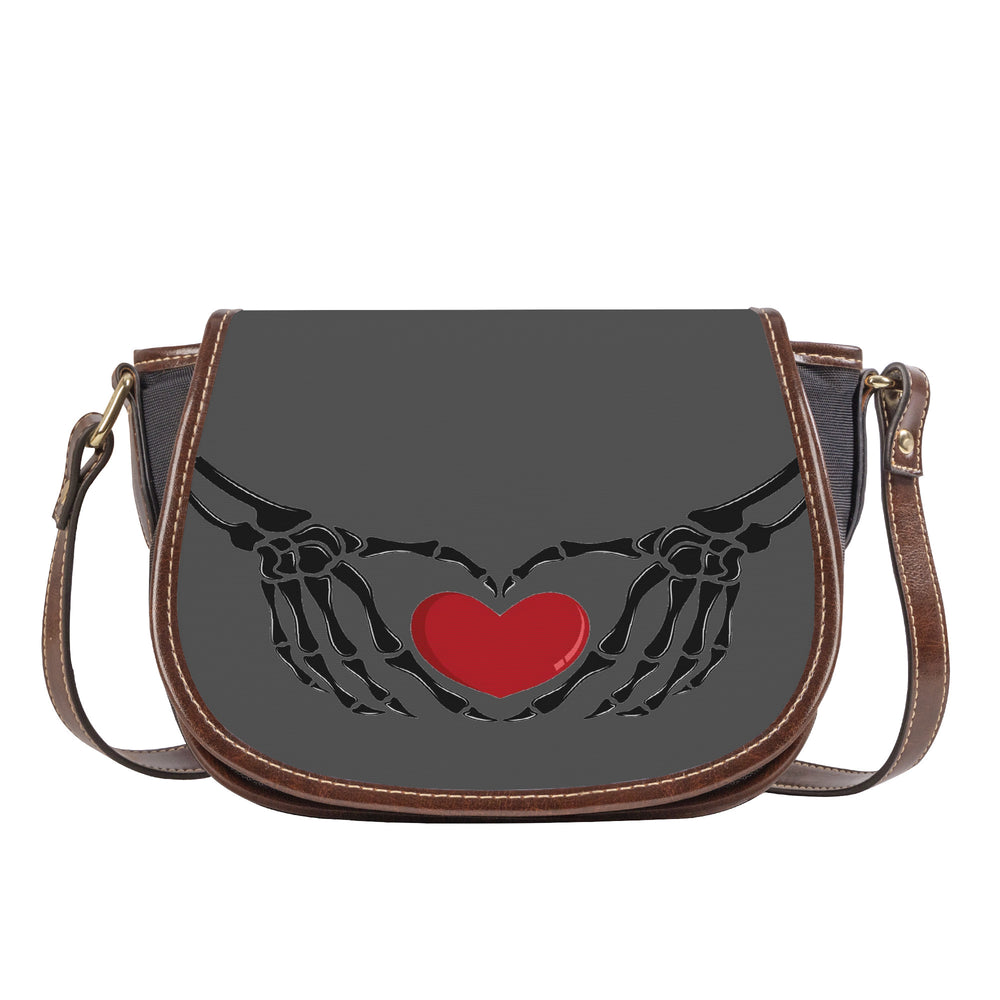 Ti Amo I love you - Exclusive Brand - Davy's Grey - Skeleton Hands with Heart - Saddle Bag
