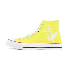 Load image into Gallery viewer, Ti Amo I love you - Exclusive Brand - Laser Lemon - White Daisy - High Top Canvas Shoes - White Soles
