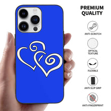 Load image into Gallery viewer, Ti Amo I love you - Exclusive Brand - Blue Blue Eyes - Double White Heart -  iPhone 14 Glass Case (3 cameras)
