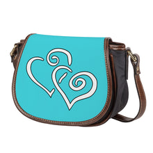 Load image into Gallery viewer, Ti Amo I love you - Exclusive Brand - Picton Blue - Double White Heart - Saddle Bag
