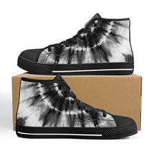 Load image into Gallery viewer, Ti Amo I love you - Exclusive Brand - Black &amp; White Tie-Dye - High-Top Canvas Shoes - Black Soles
