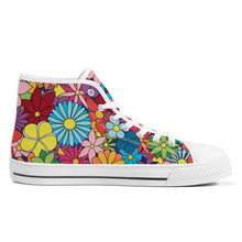 Load image into Gallery viewer, Ti Amo I love you - Exclusive Brand - Colorful Flowers - High-Top Canvas Shoes - White Soles
