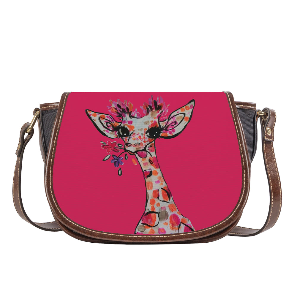 Ti Amo I love you - Exclusive Brand - Cerise Red 2 - Giraffe- Saddle Bag