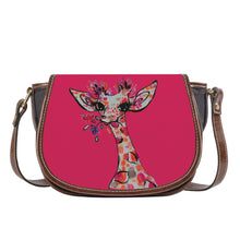 Load image into Gallery viewer, Ti Amo I love you - Exclusive Brand - Cerise Red 2 - Giraffe- Saddle Bag
