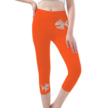 Load image into Gallery viewer, Ti Amo I love you - Exclusive Brand - Orange - Angry Fish - Womens / Teen Girls / Womens Plus Size - Yoga Leggings - Sizes XS-3XL
