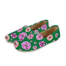 Load image into Gallery viewer, Ti Amo I love you - Exclusive Brand  - Kelly Green with Flowers - Casual Flat Driving Shoe
