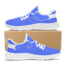 Load image into Gallery viewer, Ti Amo I love you - Exclusive Brand  - Neon Blue -  Double Heart - Womens Mesh Knit Shoes - White Soles
