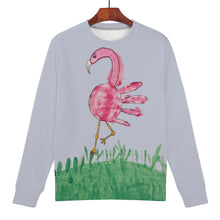 Load image into Gallery viewer, Ti Amo I love you - Exclusive Brand - Ghost  with Amazon Grass &amp; Cranberry  - Child&#39;s Drawing of Flamingo - Women&#39;s Sweatshirt
