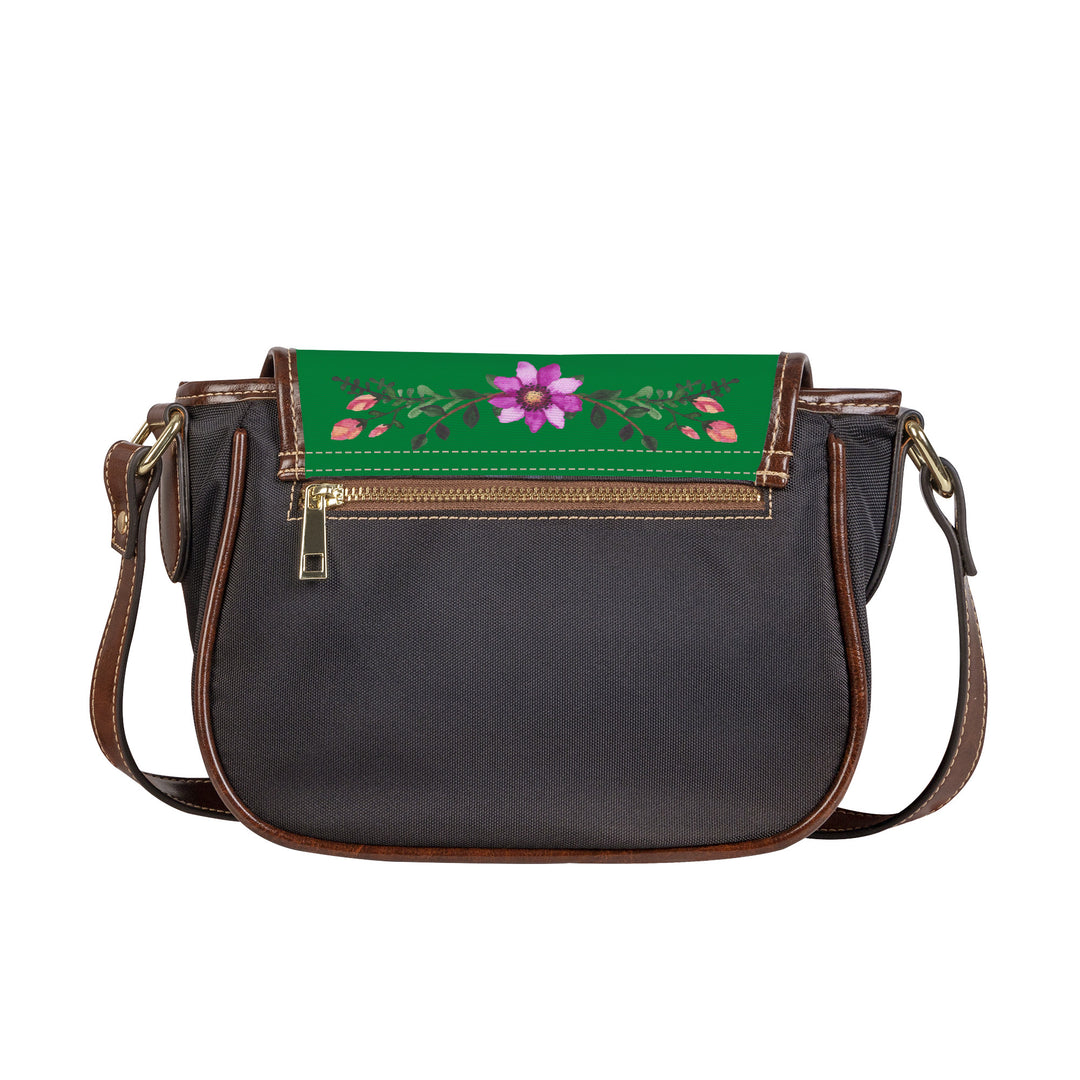 Ti Amo I love you - Exclusive Brand - Fun Green - Floral Bouquet - Saddle Bag