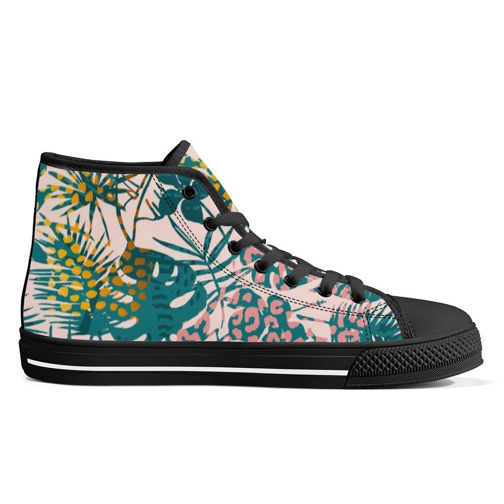 Ti Amo I love you - Exclusive Brand - Potpourri with Atoll Monstera Leaves - High-Top Canvas Shoes - Black