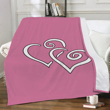 Load image into Gallery viewer, Ti Amo I love you - Exclusive Brand  - Charm - Double White Heart - Micro Fleece Blankets
