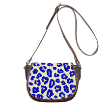 Load image into Gallery viewer, Ti Amo I love you - Exclusive Brand - Hint of Yellow &amp; Dark Blue Animal Pattern - Saddle Bag
