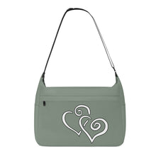 Load image into Gallery viewer, Ti Amo I love you - Exclusive Brand - Metallic Green - Double White Heart - Journey Computer Shoulder Bag
