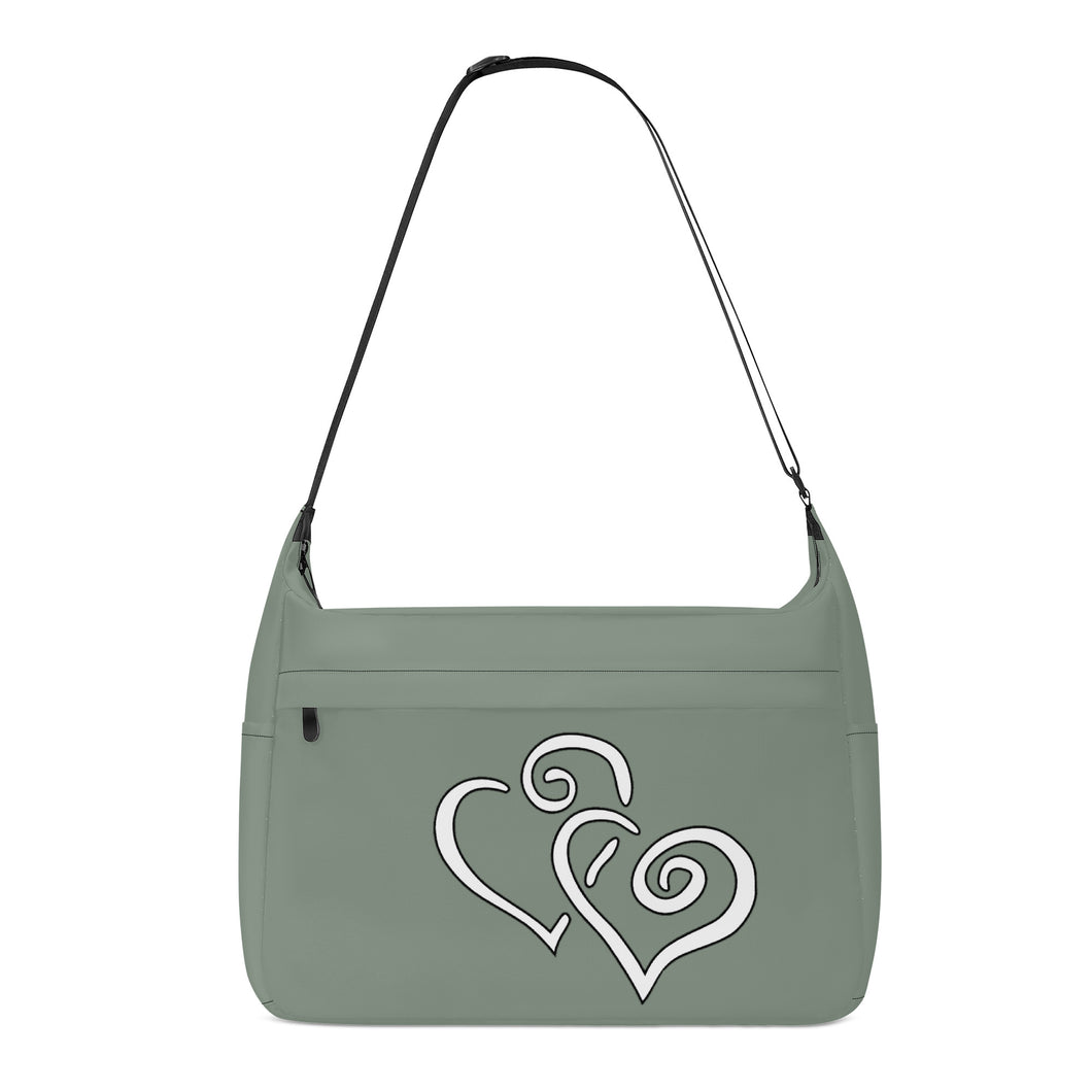 Ti Amo I love you - Exclusive Brand - Metallic Green - Double White Heart - Journey Computer Shoulder Bag