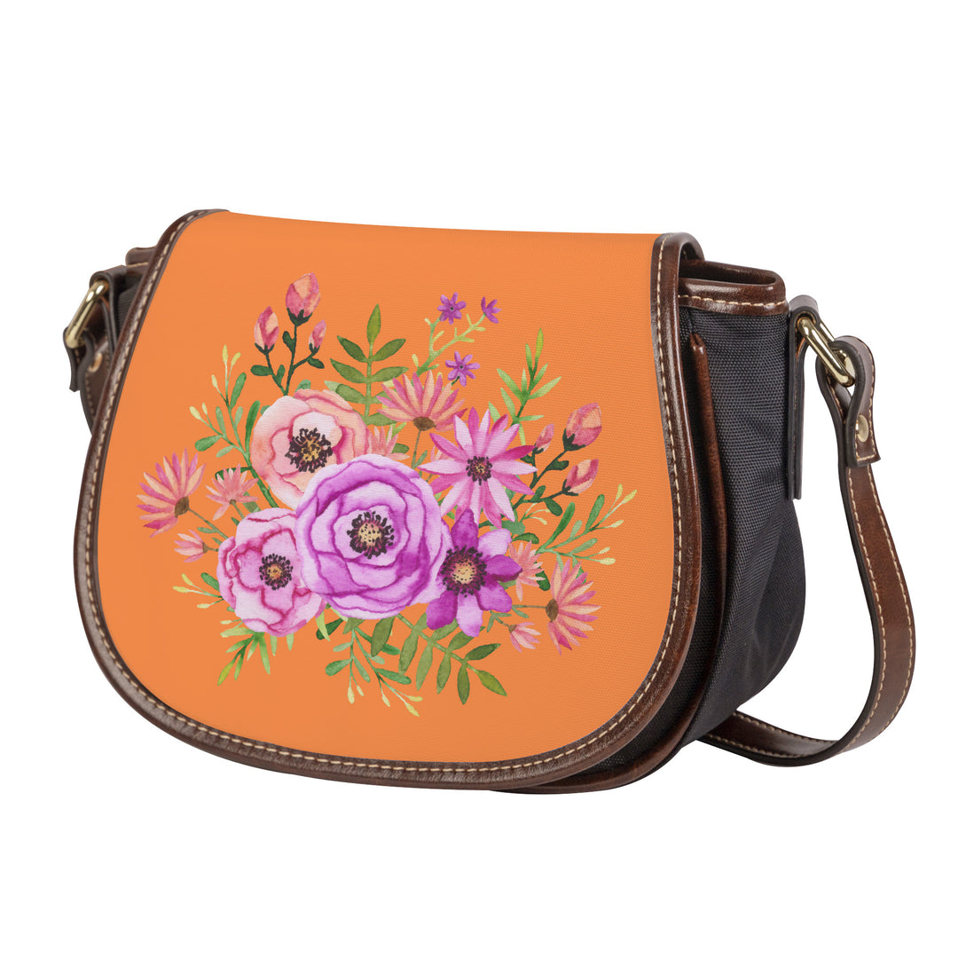 Ti Amo I love you - Exclusive Brand - Coral - Floral Bouquet - Saddle Bag