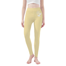 Load image into Gallery viewer, Ti Amo I love you - Exclusive Brand   - Medium Champagne - White Daisy -  Yoga Leggings
