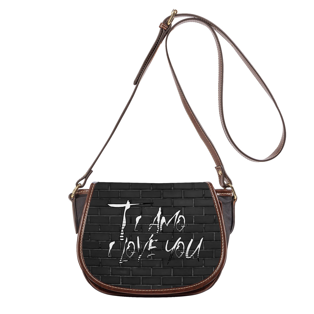 Ti Amo I love you - Exclusive Brand - Black Brick Graffiti Lettering -  Saddle Bag